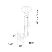 Neomounts Monitor-Deckenhalterung, 12 kg, 25,4 cm (10"), 76,2 cm (30"), 75 x 75 mm, 100 x 100 mm, 370 - 470 mm