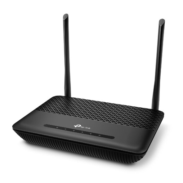 TP-LINK DSL Internet Box, Wi-Fi 4 (802.11n), Einzelband (2,4GHz), Eingebauter Ethernet-Anschluss, VDSL, Schwarz, Tabletop-Router