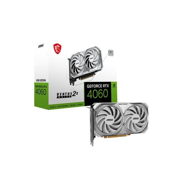 MSI VENTUS GeForce RTX 4060 2X WHITE 8G OC, GeForce RTX 4060, 8 GB, GDDR6, 128 Bit, 7680 x 4320 Pixel, PCI Express 4.0