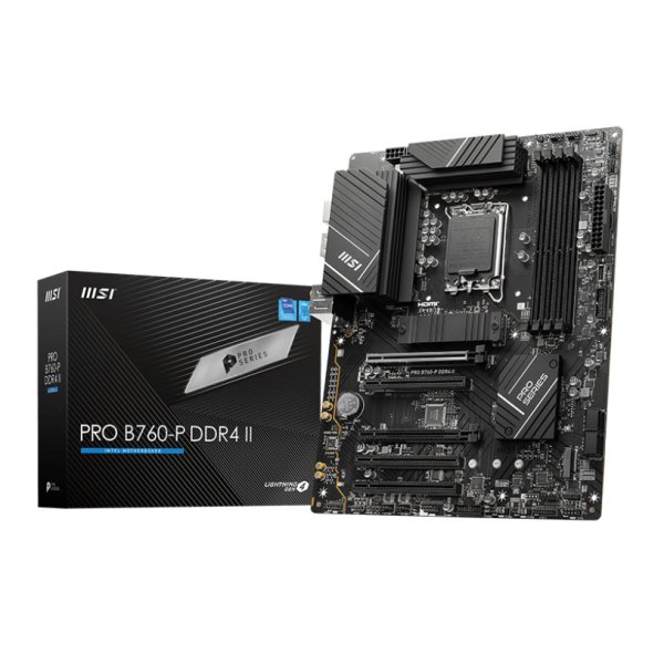 MSI PRO B760-P DDR4 II, Intel, LGA 1700, Intel® Celeron®, Intel® Core™ i3, Intel® Core™ i5, Intel® Core™ i7, Intel® Pentium® Gold, DDR4-SDRAM, 128 GB, DIMM