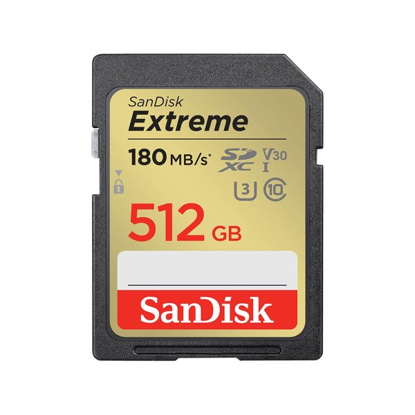 SanDisk Extreme, 512 GB, SDXC, Klasse 10, UHS-I, 180 MB/s, 130 MB/s