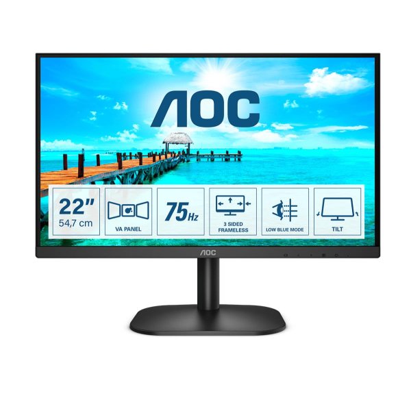 AOC B2 22B2H, 54,6 cm (21.5"), 1920 x 1080 Pixel, Full HD, LED, 6,5 ms, Schwarz