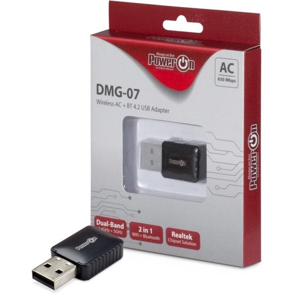 Inter-Tech DMG-07, Kabellos, USB, WLAN / Bluetooth, Wi-Fi 5 (802.11ac), 650 Mbit/s, Schwarz