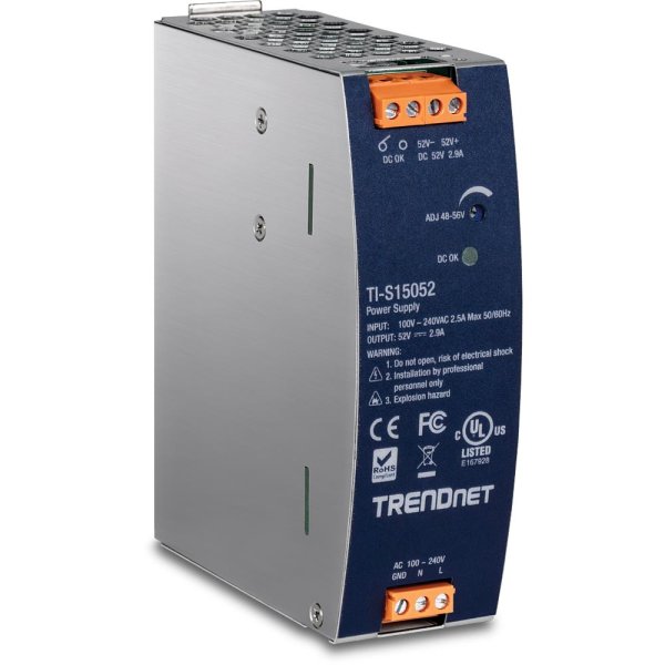 TRENDnet TI-S15052, Stromversorgung, Schwarz, Überstrom, Überlastung, Überspannung, Überhitzung, Kurzschluß, 200000 h, FCC UL 62368 CB IEC 62368, 150 W