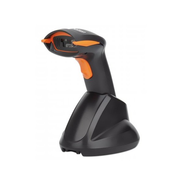 Manhattan Wireless 2D Barcodescanner, 250 mm Scanreichweite, USB-Anschluss, kabellose Reichweite bis zu 80 m, Schutzklasse IP42, Tragbares Barcodelesegerät, 1D/2D, CCD, Codabar, Code 11, Code 128, Code 39, Code 93, EAN-13, EAN-8, GS1 DataBar Expanded, GS1