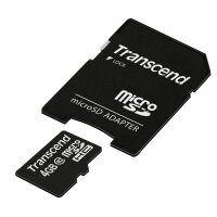 Transcend TS4GUSDHC10, 4 GB, MicroSDHC, Klasse 10, NAND, 90 MB/s, Schwarz