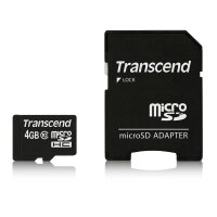 Transcend TS4GUSDHC10, 4 GB, MicroSDHC, Klasse 10, NAND, 90 MB/s, Schwarz