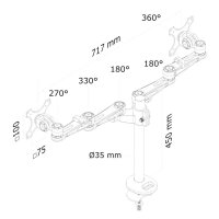 Neomounts Monitor-Tischhalterung, Durchgeschraubt, 6 kg, 25,4 cm (10"), 68,6 cm (27"), 100 x 100 mm, Silber