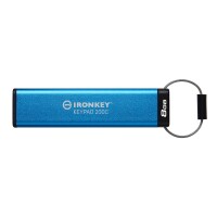 Kingston IronKey 8GB USB-C Keypad 200C, FIPS 140-3 Lvl 3 (ausstehend) AES-256, 8 GB, USB Typ-C, 3.2 Gen 1 (3.1 Gen 1), 145 MB/s, Schutzhülle, Blau