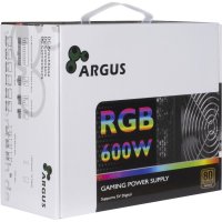 Inter-Tech Argus RGB-600W II, 600 W, 100 - 240 V, 47 - 63 Hz, Aktiv, 100 W, 600 W