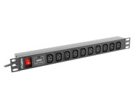 Lanberg PDU-10I-0200-IEC-BK, 1U, Horizontal, Schwarz, 10 AC-Ausgänge, C13-Koppler, Aktivität