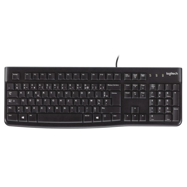 Logitech Keyboard K120 for Business, Volle Größe (100%), Kabelgebunden, USB, AZERTY, Schwarz