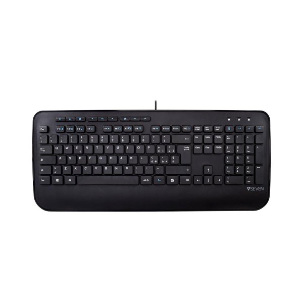 V7 Professional USB Multimedia Tastatur - IT, Volle Größe (100%), Kabelgebunden, USB, Membran Key Switch, QWERTY, Schwarz