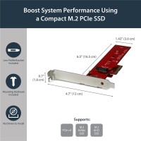 StarTech.com M2 PCIe SSD Adapter - x4 PCIe 3.0 NVMe / AHCI / NGFF / M-Key - Niedrigprofil und Vollprofil - SSD PCIe M.2 Adapter, PCIe, M.2, Full-height / Low-profile, PCI 3.0, Rot, 8 Gbit/s