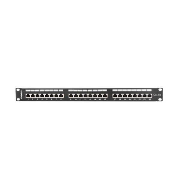 Lanberg PPS5-1024-B, RJ-45, Cat5,Cat5e, Schwarz, Metall, Rackeinbau, 1U