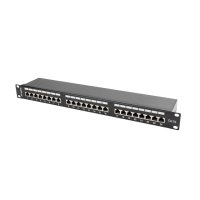 Lanberg PPS5-1024-B, RJ-45, Cat5,Cat5e, Schwarz, Metall, Rackeinbau, 1U