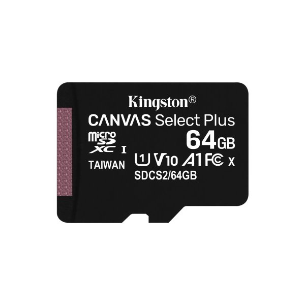 Kingston 64GB micSDXC Canvas Select Plus 100R A1 C10 Doppelpack + Einzel-Adapter, 64 GB, SDXC, Klasse 10, UHS-I, 100 MB/s, Class 1 (U1)