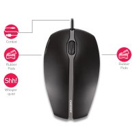 Cherry GENTIX SILENT Kabelgebundene Maus, Schwarz, USB, Beidhändig, Optisch, USB Typ-A, 1000 DPI, Schwarz