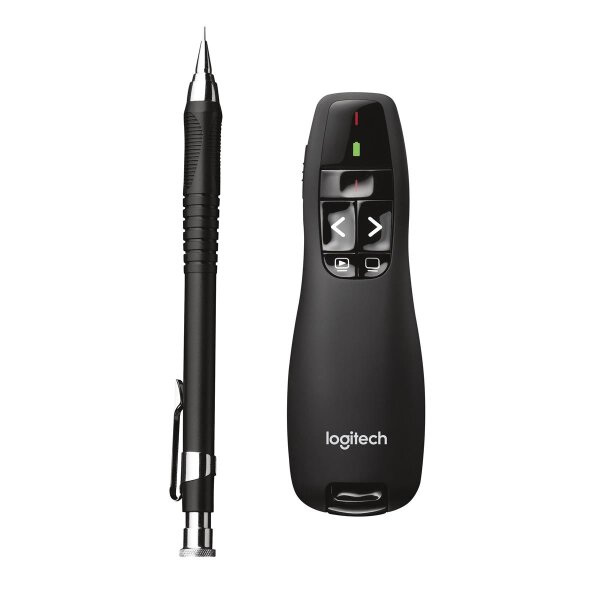 Logitech R400, RF, USB, 15 m, Schwarz