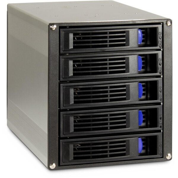 Inter-Tech ST-5255, HDD-Gehäuse, 2.5/3.5", SAS, SATA, Serial ATA II, Serial ATA III, 6 Gbit/s, Hot-Swap, Schwarz