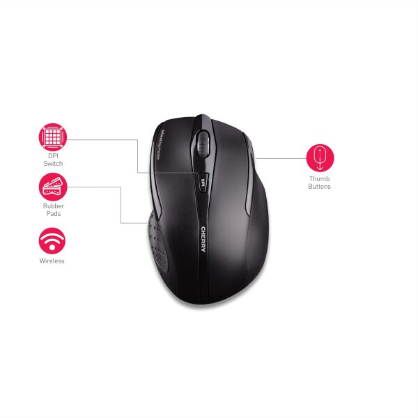 Cherry MW 3000 - Maus - 1.750 dpi Laser, Optisch - 5 Tasten - Schwarz
