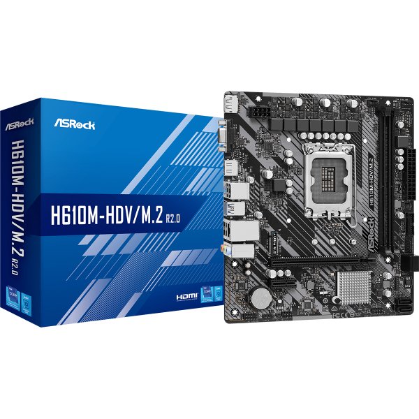 ASRock H610M-HDV/M.2 R2.0, Intel, LGA 1700, Intel® Celeron® G, Intel® Core™ i3, Intel® Core™ i5, Intel® Core™ i7, Intel® Core™..., LGA 1700, DDR4-SDRAM, 64 GB