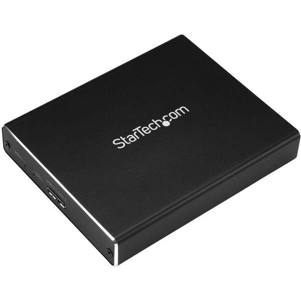 StarTech.com Dual Slot Festplattengehäuse für M.2 NGFF SATA SSDs - USB 3.1 (10Gbit/s) - RAID, SSD-Gehäuse, M.2, M.2, SATA, Serial ATA II, Serial ATA III, 10 Gbit/s, USB Anschluss, Schwarz