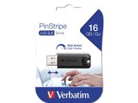 Verbatim PinStripe 3.0 - USB 3.0-Stick 16 GB ? - Schwarz, 16 GB, USB Typ-A, 3.2 Gen 1 (3.1 Gen 1), Dia, 7 g, Schwarz