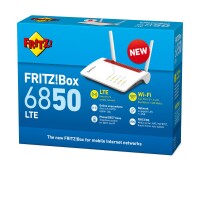 AVM FRITZ!Box 6850 LTE - Wi-Fi 5 (802.11ac) - Dual-Band (2,4 GHz/5 GHz) - Eingebauter Ethernet-Anschluss - 3G - Rot - Weiß - Tabletop-Router