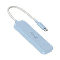 j5create Umweltfreundlicher USB-C-zu-Hub Typ A Gen 2 mit 4 Anschlüssen, USB 3.2 Gen 1 (3.1 Gen 1) Type-C, USB 3.2 Gen 2 (3.1 Gen 2) Type-A, 10000 Mbit/s, Cyan, Acrylnitril-Butadien-Styrol (ABS), Recycelbarer Kunststoff, Taiwan