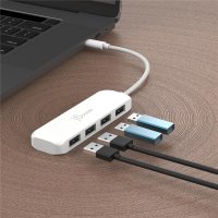 j5create Umweltfreundlicher USB-C-zu-Hub Typ A Gen 2 mit 4 Anschlüssen, USB 3.2 Gen 1 (3.1 Gen 1) Type-C, USB 3.2 Gen 2 (3.1 Gen 2) Type-A, 10000 Mbit/s, Weiß, Acrylnitril-Butadien-Styrol (ABS), Recycelbarer Kunststoff, Taiwan