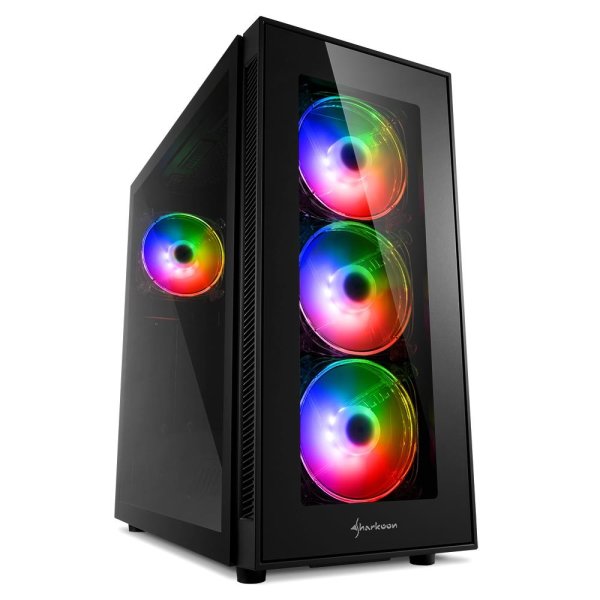 Sharkoon TG5 Pro RGB, Midi Tower, PC, Schwarz, ATX, micro ATX, Mini-ITX, Stahl, Gehärtetes Glas, Gaming