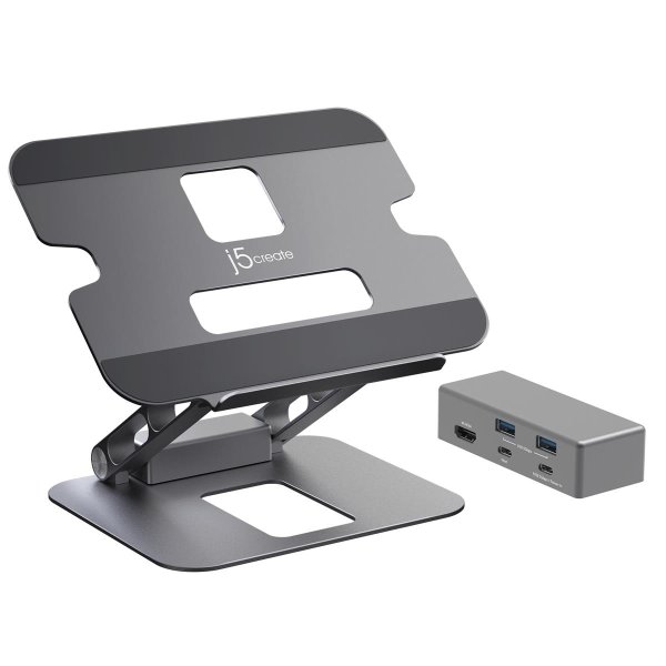 j5create JTS327-N Multi-Winkel 4K Dockingstation, Laptop-Ständer, Grau, Aluminium, 40,6 cm (16"), 4 kg, Windows laptop / Mac