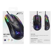 Cherry XTRFY MZ1 Gaming Maus - schwarz - Maus - Optisc, Beidhändig, Optisch, USB Typ-A, 16000 DPI, Schwarz