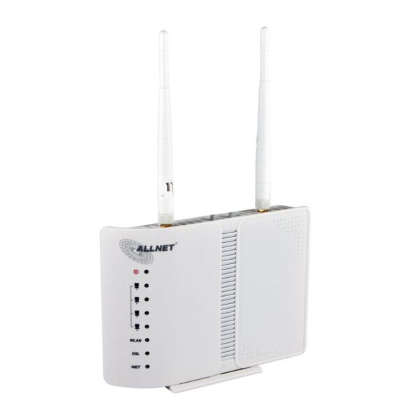 ALLNET ALL-WR02400N, Wi-Fi 4 (802.11n), Eingebauter Ethernet-Anschluss, ADSL2+, Weiß