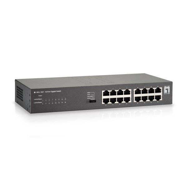 LevelOne 16-Port Gigabit Switch, Gigabit Ethernet (10/100/1000), Vollduplex, Rack-Einbau