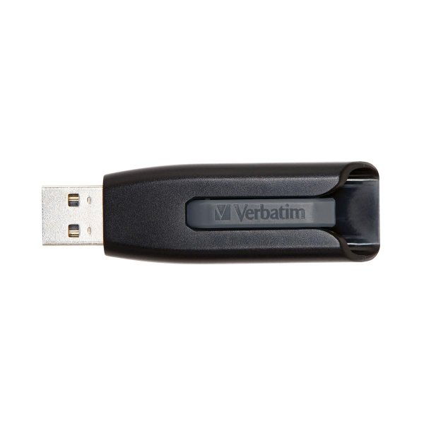 Verbatim V3 - USB 3.0-Stick 64 GB - Schwarz, 64 GB, USB Typ-A, 3.2 Gen 1 (3.1 Gen 1), Ohne Deckel, Schwarz, Grau