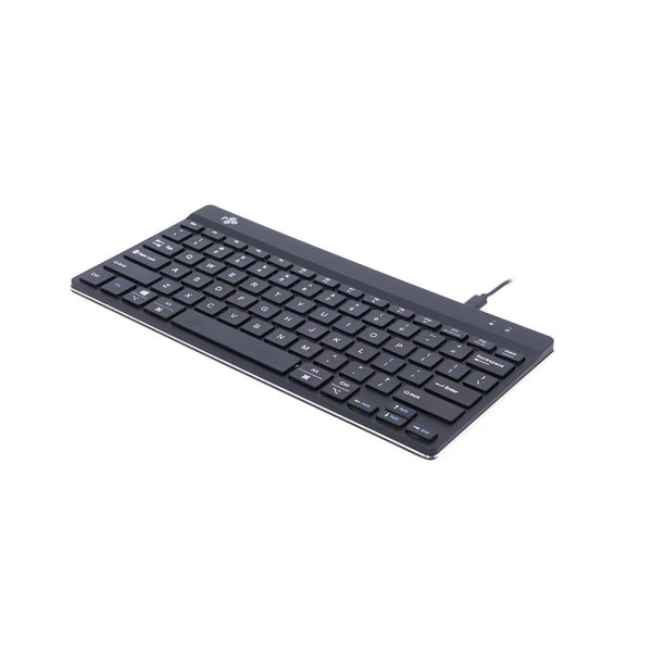 R-Go Tools Ergonomische Tastatur R-Go Compact Break, kompakte Tastatur mit Pausensoftware, QWERTY (US), Bluetooth, Schwarz, 75%, Kabellos, Bluetooth, Membran Key Switch, QWERTY, Schwarz