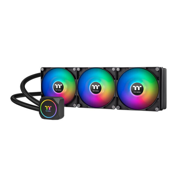 Thermaltake TH420 ARGB Sync, All-in-One-Flüssigkeitskühler, 500 RPM, 1800 RPM, 34,7 dB, 84,32 cfm, Schwarz