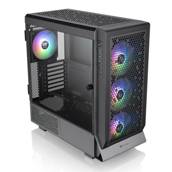 Thermaltake Ceres 500 TG ARGB, Midi Tower, PC, Schwarz, ATX, EATX, micro ATX, Mini-ITX, Metall, Gehärtetes Glas, Multi