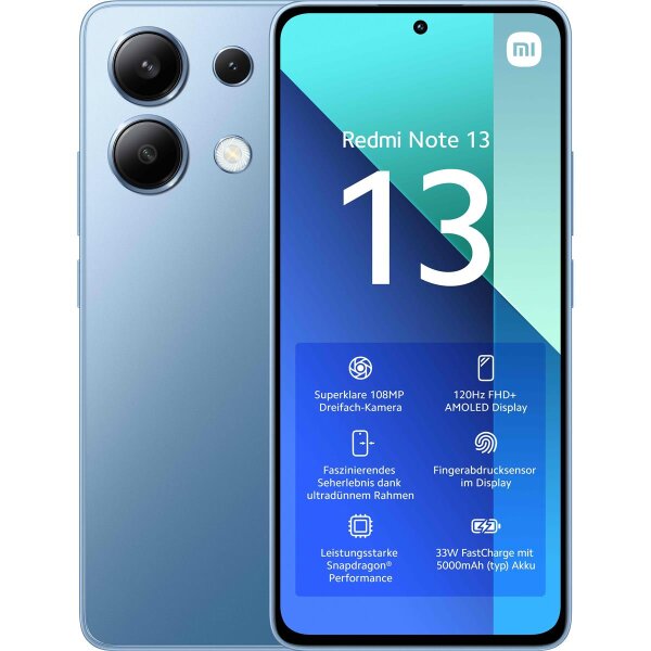 Xiaomi Redmi Note 13, 16,9 cm (6.67"), 6 GB, 128 GB, 108 MP, Android 13, Blau