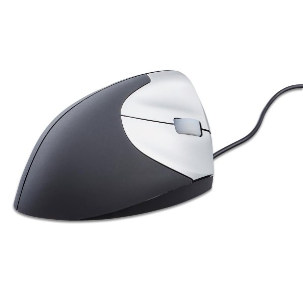 Bakker Handshake Mouse Wired VS4, Linkshändig, Vertikale Ausführung, Laser, USB Typ-A, 3200 DPI, Schwarz, Silber