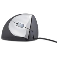 Bakker Handshake Mouse Wired VS4, Linkshändig, Vertikale Ausführung, Laser, USB Typ-A, 3200 DPI, Schwarz, Silber