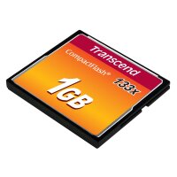 Transcend 1 GB CF 133x, 1 GB, Kompaktflash, MLC, 50 MB/s, 20 MB/s, Schwarz