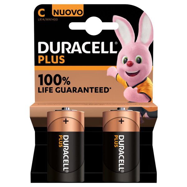 Duracell Plus 100 C, Einwegbatterie, C, Alkali, 1,5 V, 2 Stück(e), Mehrfarbig