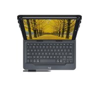 Logitech Universal Folio with integrated keyboard for 9-10 inch tablets, QWERTZ, Deutsch, Jede Marke, iPad Air 2 iPad Air iPad 2 iPad 3 iPad 4 Samsung Galaxy Tab ® A-9.7 in Galaxy Samsung Tab S..., Schwarz, 25,4 cm (10")