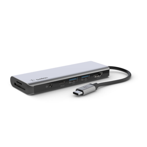 Belkin AVC009btSGY, USB 3.2 Gen 1 (3.1 Gen 1) Type-C, 100 W, Silber, MicroSD (TransFlash), SD, 4K Ultra HD, 3.5mm, HDMI, USB 3.2 Gen 1 (3.1 Gen 1) Type-A, USB 3.2 Gen 1 (3.1 Gen 1) Type-C