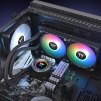 Thermaltake TT TH240 ARGB, All-in-One-Flüssigkeitskühler, 12 cm, 1500 RPM, 3300 RPM, 57,05 cfm, Schwarz