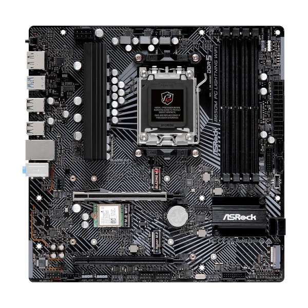 ASRock B650M PG LIGHTNING WIFI, AMD, Buchse AM5, AMD Ryzen 5 7th gen, AMD Ryzen 7 7th Gen, AMD Ryzen 9 7th Gen, DDR5-SDRAM, 192 GB, DIMM