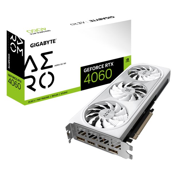 Gigabyte AERO GeForce RTX 4060 OC 8G, GeForce RTX 4060, 8 GB, GDDR6, 128 Bit, 7680 x 4320 Pixel, PCI Express 4.0